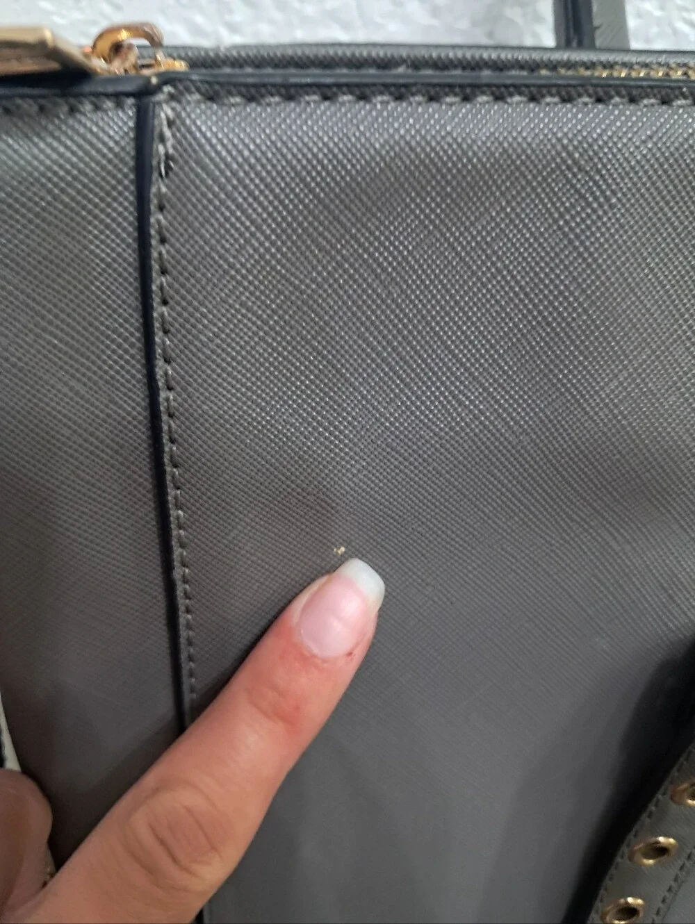 Ease Gave Gray Laptop Tote Bag Zip Closure Faux Leather Multi Pockets Career
